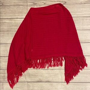 Hot Pink Fringed Knit Shawl